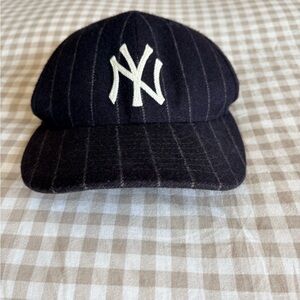 Todd Snyder New Era Navy Pinstripe Cap with White NY Logo cashmere wool